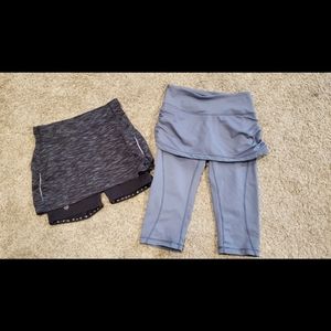 Two pairs of Women's Skirted Skirt Crop Leggings & Shorts Size XS Athleta Zella